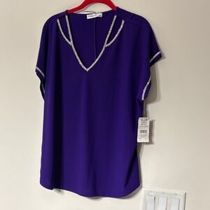 Purple V-Neck Women's Top